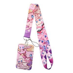 Mew Pink ID Badge Holder with Neck Lanyard Card Case